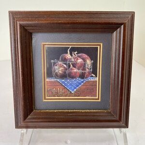 Kitchen Prints onions In Wood Frames, 6” Square Arnie Fisk